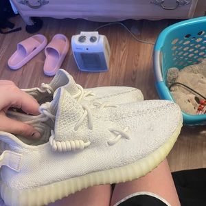 White Yeezys size 8, Barley worn. Will clean before sending.